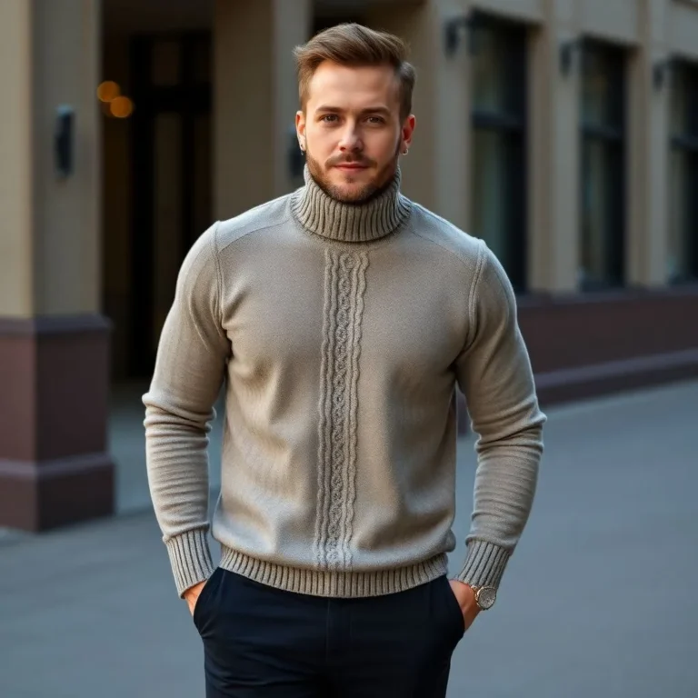 Pull col roulé pour homme, élégant et confortable, parfait pour les tenues formelles ou décontractées.